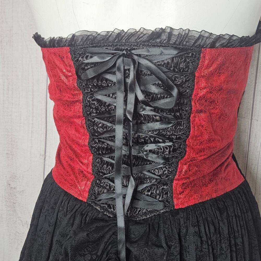Devil Fashion Steampunk Basque Corset Top with Lace Skirt & Bustle, size M/L - Picture 8 of 10